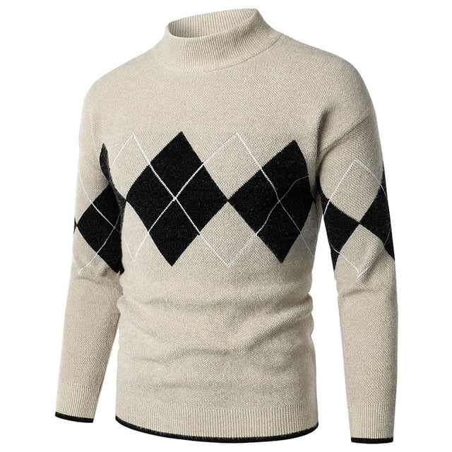 EGNMCR Chandails à Col Roulé pour Hommes, Col Montant, Chandail Mode à Manches Longues, Demi-Col Montant, Cadeaux pour Hommes
