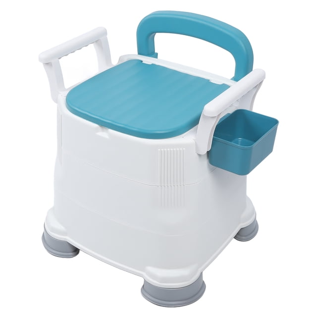Commode Chair, Wide Armrest Stable Bucket Lid Bedside Commode Toilet Non Slip Bottom 3 Height Adjust for Seniors for Daily Use Hard Ring,Soft Ring