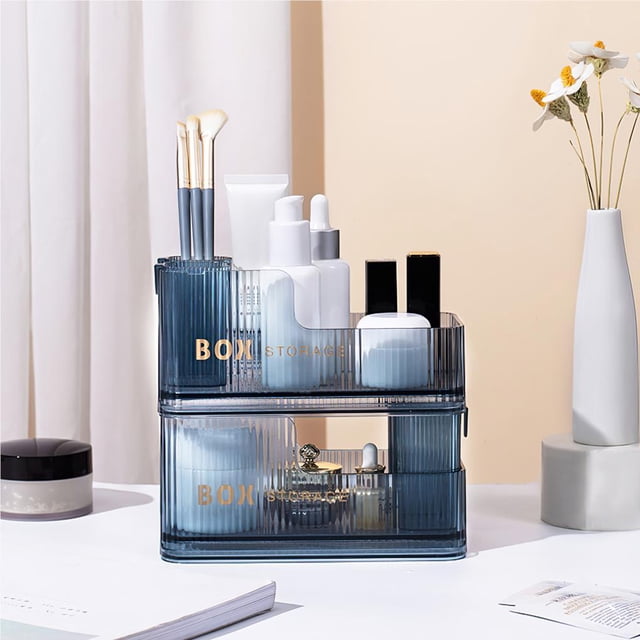 Stylish Mirror Cabinet Storage Box Cosmetic Beautiful Plastic Bathroom Lipstick Skin Care Products Bathroom Desktop Narrow Partition Plastic Rack