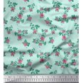 thumbnail image 1 of Soimoi Tissu en Coton Cambric Feuilles & Roses Imprimé Floral 1 Yard 42 Pouces de Large, 1 of 3