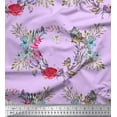 thumbnail image 1 of Soimoi Tissu en Coton Cambric Rose Imprimé Insectes, Roses et Couronnes au Mètre 56 Pouces de Large, 1 of 3