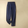 thumbnail image 2 of Timegard Cotton Linen Pants for Women Elastic High Waisted Button Ruched Casual Trousers with Pockets, 2 of 6
