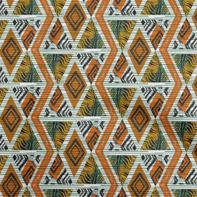 oneOone Georgette Viscose Orange Fabric Geometric Mix Texture Sewing Material Print Fabric By The Yard 42 Inch Wide