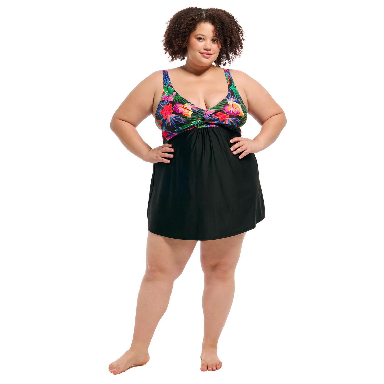Krista Plus Maillot-robe Une-pièce pour Femme avec Bonnets D et Torsade, Bretelles Ajustables à Deux Sens
