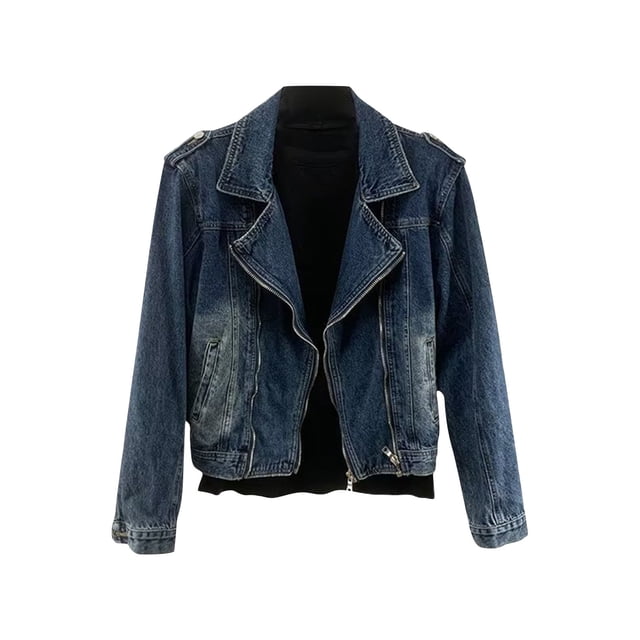 WRKEKC Men's Slim Fit Denim Work Jacket Solid Color with Button Pockets, Fashion Casual Coat for Urban Utility Style Blue XL