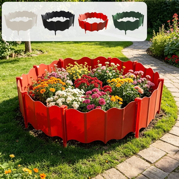 XiYing 20Pc Outdoor Garden Fence Plastic Landscaping Border Edging Easy Install Lawn Barrier for Flower Beds Walkways Driveways and Patio D