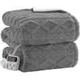 thumbnail image 1 of Eastvita Gray King-Size 90x100 Inch Machine-Washable Dual-Control Electric Blanket with Premium Stylish Thick Tufted Sherpa/Enhanced Heating System, 1 of 8