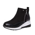 thumbnail image 2 of Bottes Rétro Unies pour Femmes à Empiècements, Semelle Épaisse, Talons Hauts, Bout Rond, Bottes Décontractées, 2 of 5