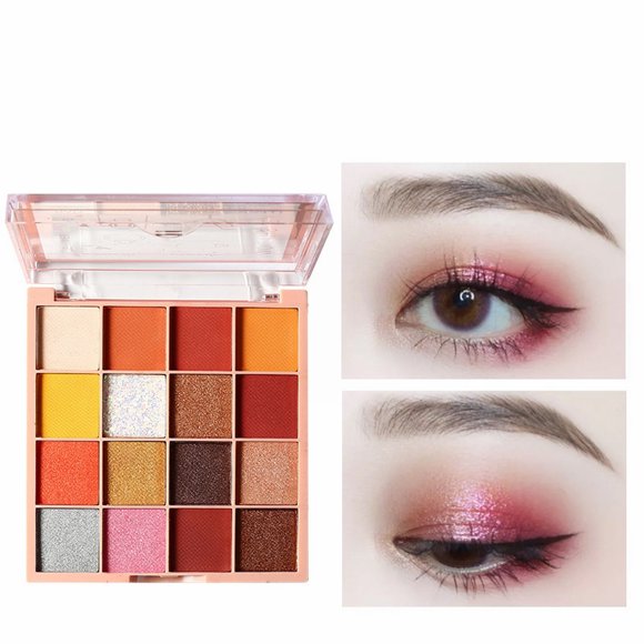 Eyeshadow 16 Colors Sequin Eyeshadow Earth Tone Pearlescent Easy To Color Flash Powder High Gloss Powder Makeup Does Not Take Off Makeup, Eyeshadow for Women