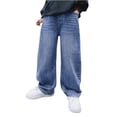 thumbnail image 1 of Boys' Elastic Waistband Jeans - Spring/Autumn Denim, Baggy Cargo Style, Polyester Blend, 1 of 7