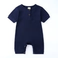 thumbnail image 4 of AherBiu Newborn Onesie Short Sleeve Jumpsuit Baby Clothes Ribbed Button Crewneck Summer Short Rompers Overalls, 4 of 4