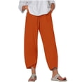 thumbnail image 1 of Timegard Plus Size Pants for Women Elastic Waist Solid Color Comfy Fall Casual Crop Pants with Pockets, 1 of 5