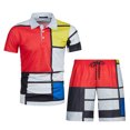 thumbnail image 4 of Mikilon Mens Trendy Outfits 2-Piece Set Short Sleeve Buttoned Lapel Printed T-Shirt Set Chic and Comfortable Short Sleeve Lapel Set Orange M, 4 of 6