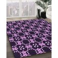 thumbnail image 3 of Ahgly Company Tapis de Zone Rond Transitionnel Violet pour Intérieur Lavable à la Machine, 4 Pieds Rond, 3 of 7