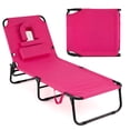 thumbnail image 1 of Gymax Chaise Longue à 5 Positions Réglable pour Plage avec Cavité pour le Visage et Oreillers, 1 of 10