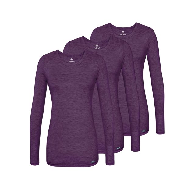 Adar sous-Couches pour Femmes, Lot de 3 - T-Shirt de sous-Couche à Manches Longues Confortable