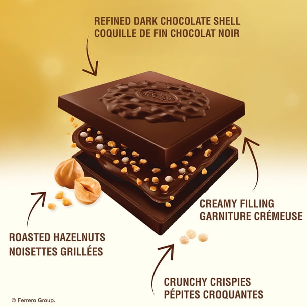 FERRERO ROCHER Premium Hazelnut Dark chocolate squares, 10