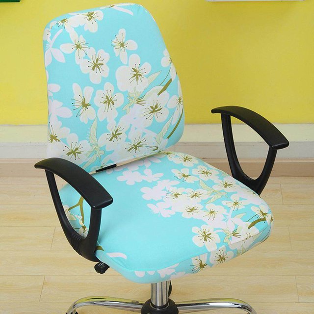 kurtrusly Housse Extensible en Spandex pour Chaise de Bureau Bleu Ciel-Pêche