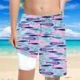 thumbnail image 2 of MIASHUI Boys' High Waisted Loose Casual Swim Shorts With Printed Design And Front Lace Up Detail For Outdoor Pink,7Years, 2 of 5