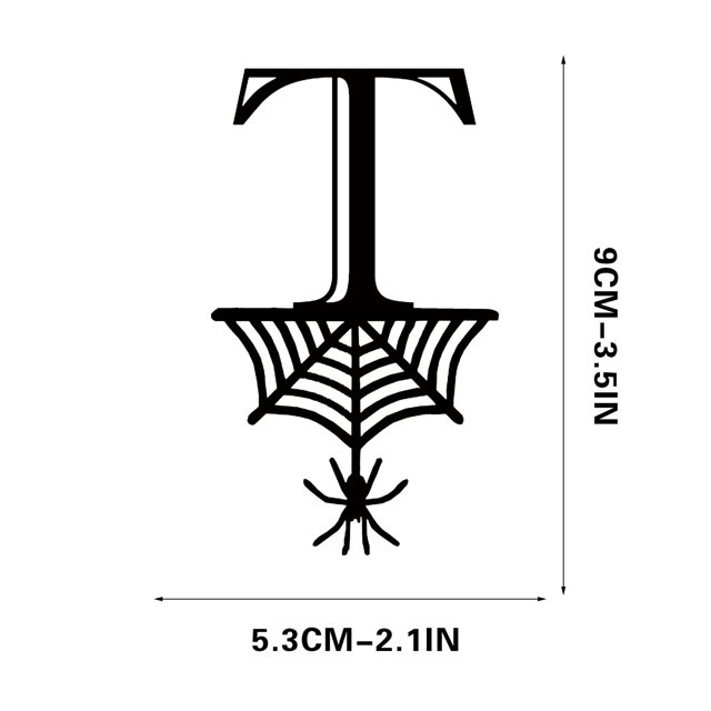 Spider Halloween Decoration Hang Tag Set with 26 Iron Letters 5.3 cm x 9 cm, Black Rope Included