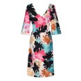 thumbnail image 4 of Pisexur Robe à Manches Courtes Col en V Mode Women Été Décontracté Taille Élastique Col en V Imprimé Manches 3/4 Robe Ample Women Robe, 4 of 6