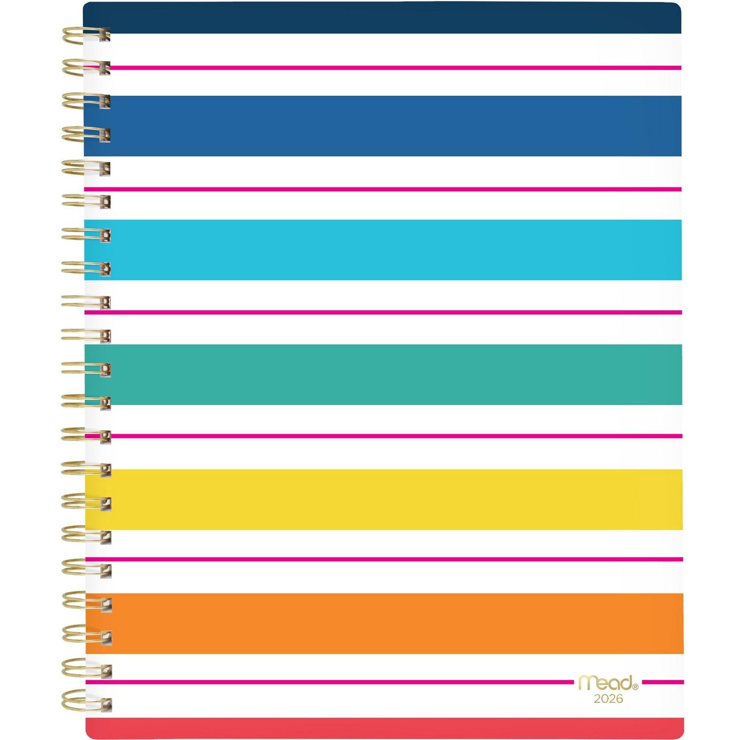 Agenda hebdomadaire Mead® Simplicity Stripe 2026, grand format, couverture transparente en polyéthylène