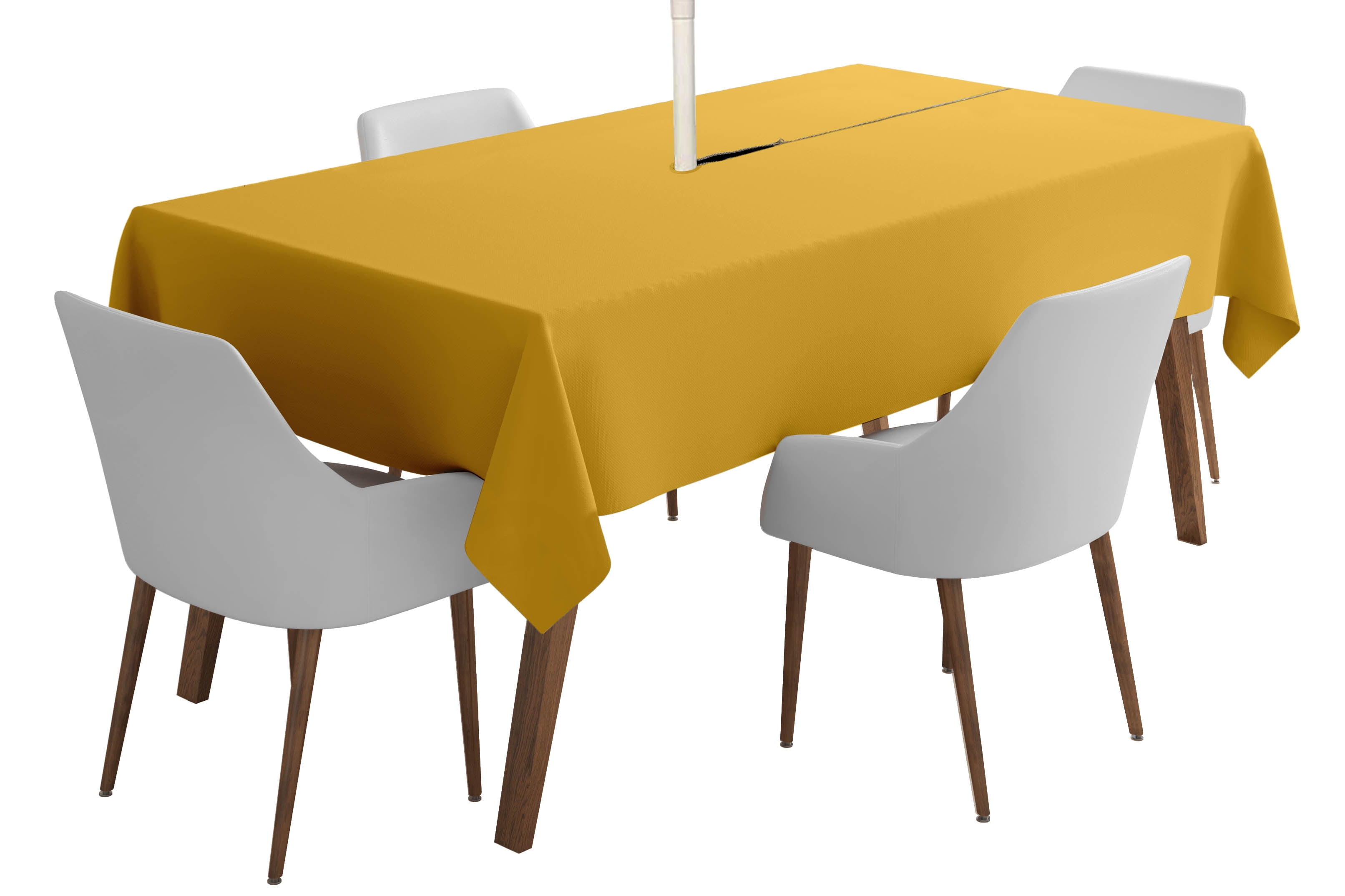 Vargottam Indoor/Outdoor Tablecloth 58" x 102" Inch Rectangular Tablecloth with Umbrella Hole & Zipper, Waterproof Patio Table Cloths, Spring/Summer Table Covers for Backyard /BBQs - Yellow