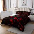 thumbnail image 2 of YST Geometric Neon Square Quilt Set, Stereoscopic Geometry Bedspread Set King Size Red Black Neon Lights Coverlet Set Modern Abstract Grid Bedding Set For Kids Teens Adult Women Bedroom, 2 of 3