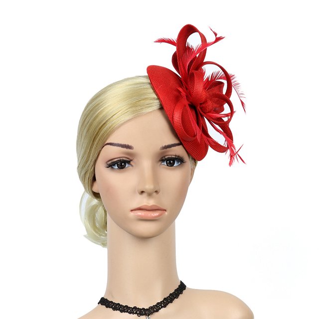 Pince à Cheveux Faite à la Main pour Femmes, Fascinateur de Mariage Décontracté, Rouge (Taille Unique)