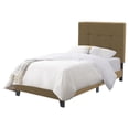 thumbnail image 1 of CorLiving Ellery Adult Twin Fabric Upholstered Platform Bed with Tufted Headboard and Slats, Clay Brown, 1 of 9