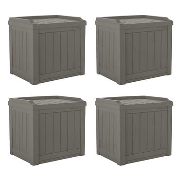 Suncast Coffre de Terrasse Extérieur de 22 Gal pour Petit Patio avec Siège de Rangement, Pierre (Lot de 4)