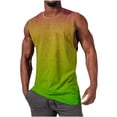thumbnail image 2 of Sentmoon Mens Tank Tops Workout Summer Sleeveless Crew Neck Mens Undershirt Gradient Color Loose Fit Oversized Running Compression Shirt Men Hawaii for Summer Beach Days Green L, 2 of 5
