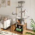 thumbnail image 4 of Kojooin 2-in-1 Cat Tree with Hidden Litter Box Enclosure, Multi-Level Cat Tower with Scratching Post, Hammock and Condo, 4 of 8