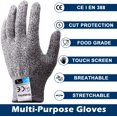 thumbnail image 2 of Cut Resistant Glove, Kitchen Gloves, Butcher Safety Level 5 Protection Gloves, Kitchen / Outdoor / Explore Safety Cut Resistant Gloves, Gray 1 Pair (L), 2 of 5