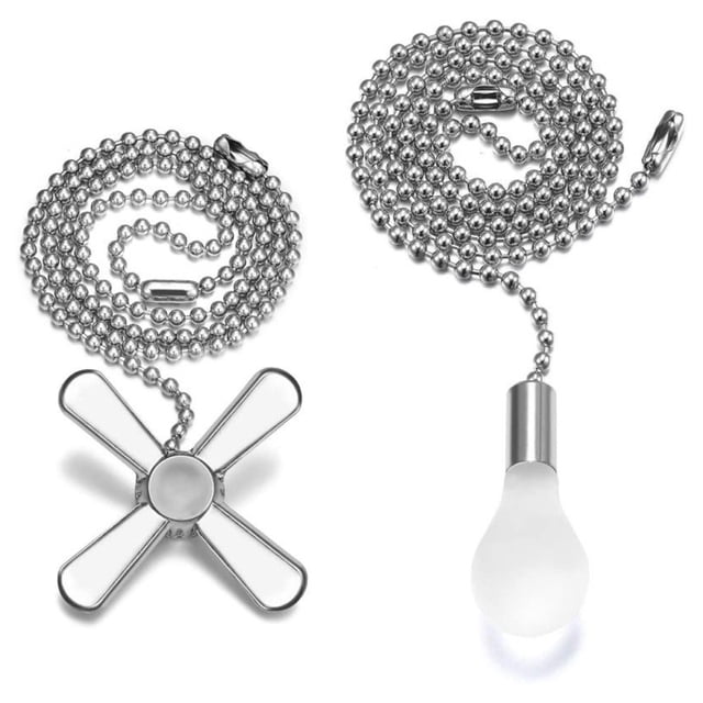 Luckyn Ceiling Fan Pull Chains, Beaded Ball Light Bulb,Ceiling Fan Pull Chain and Fan Cord Beaded Ball Extension with Connector,Silver