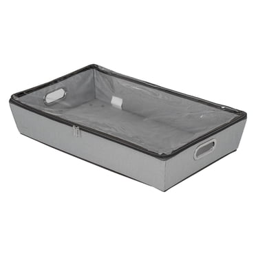 Mainstays Rolling Under Bed Zippered Storage Bin, 4-Sided Locking Tabs, Main material is Heavy Duty Plastic