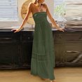 thumbnail image 4 of Mrat Robe Tube d'Été Décontractée pour Femme, Sans Manches, Unie en Dentelle, Bretelles Spaghetti, Robes S-134 Vert Armée m, 4 of 9