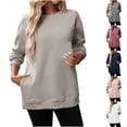 thumbnail image 1 of Yuyuzo Chandails à Col Rond pour Femmes, Chandails Décontractés à Manches Longues, Mode d'Automne, Couleur Unie, Doux et Confortables, Hauts à Enfiler, 1 of 7