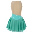 thumbnail image 2 of Sinleey Robe de Patinage Artistique pour Filles, Scintillante avec Strass, Sans Manches, Justaucorps de Danse Ballet, Vert 16, 2 of 7