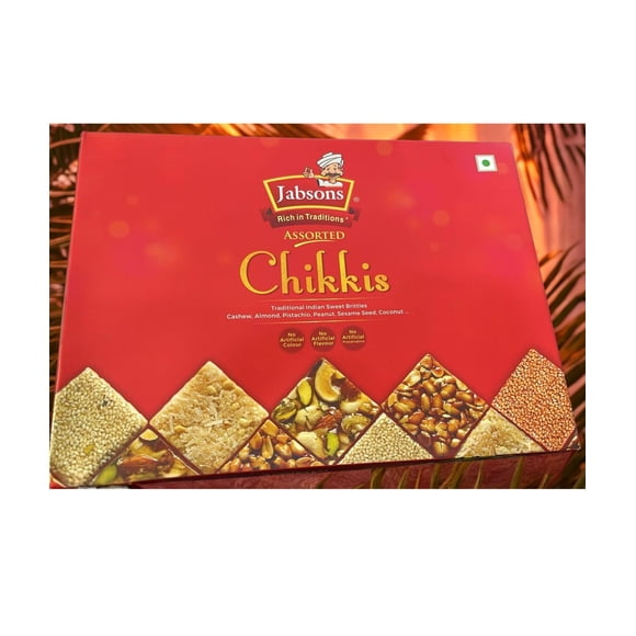 Jabsons - Assorted Chikki Premium Sweets (400g), (Peanuts, Sesame, Dates, Coconut & Dryfruit Brittle)
