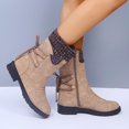 thumbnail image 4 of jsaierl Chaussures de Mode pour Femmes Bottes Rétro Western Décontractées Chaudes Talons Bas Bottes Mi-Mollet, 4 of 9