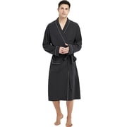 U2SKIIN Mens 100% Cotton Robes, Lightweight Soft Spa Knit Bathrobe for Men,(Black,S/M)