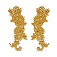 thumbnail image 1 of 2.75"x8" Floral Venice Lace Applique Embroidered Bridal Guipure Patch Motif (2 Pieces) (Gold Metallic), 1 of 2