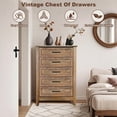 thumbnail image 4 of 5 Drawer Dresser for Bedroom, Wood Tall Chest of Drawers with Metal Handles, Farmhouse Storage Dresser for Bedroom, Living Room, Hallway, Entryway, 4 of 8