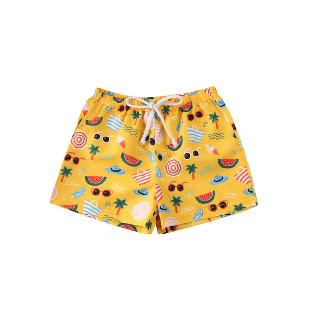 EYIIYE Shorts de Plage pour Tout-Petits Garçons, Bas à Taille Élastique à Imprimé Tropical