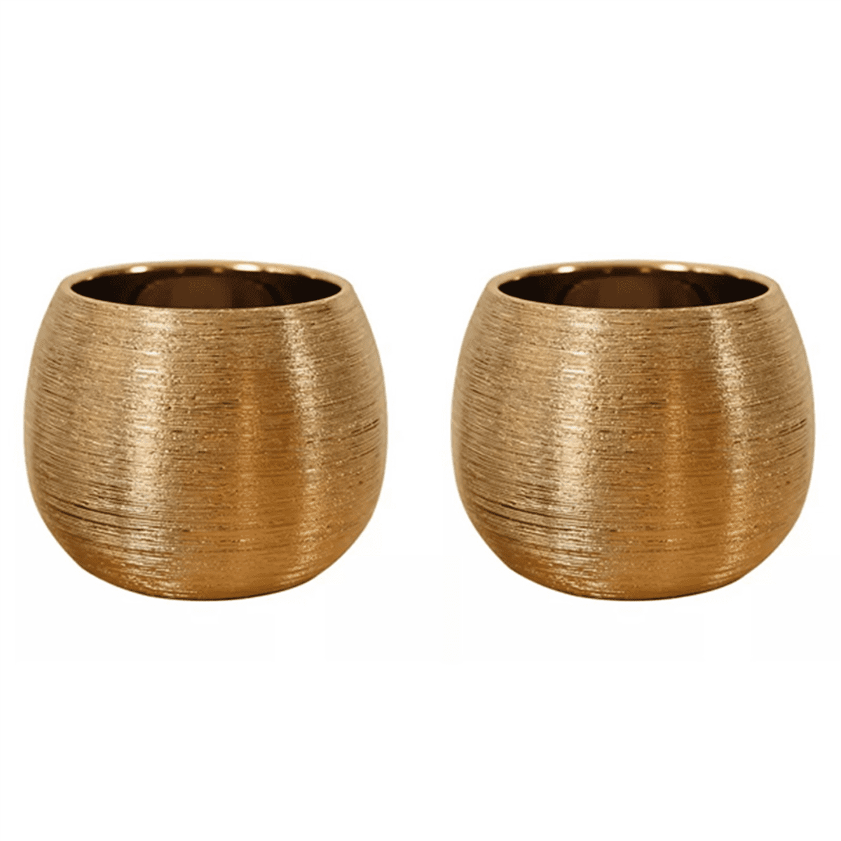 2X Ceramic Plant Pot Planter Unique Gold-Plated Flower Pot Succulent Flowerpot Flower Vase Plant Pot