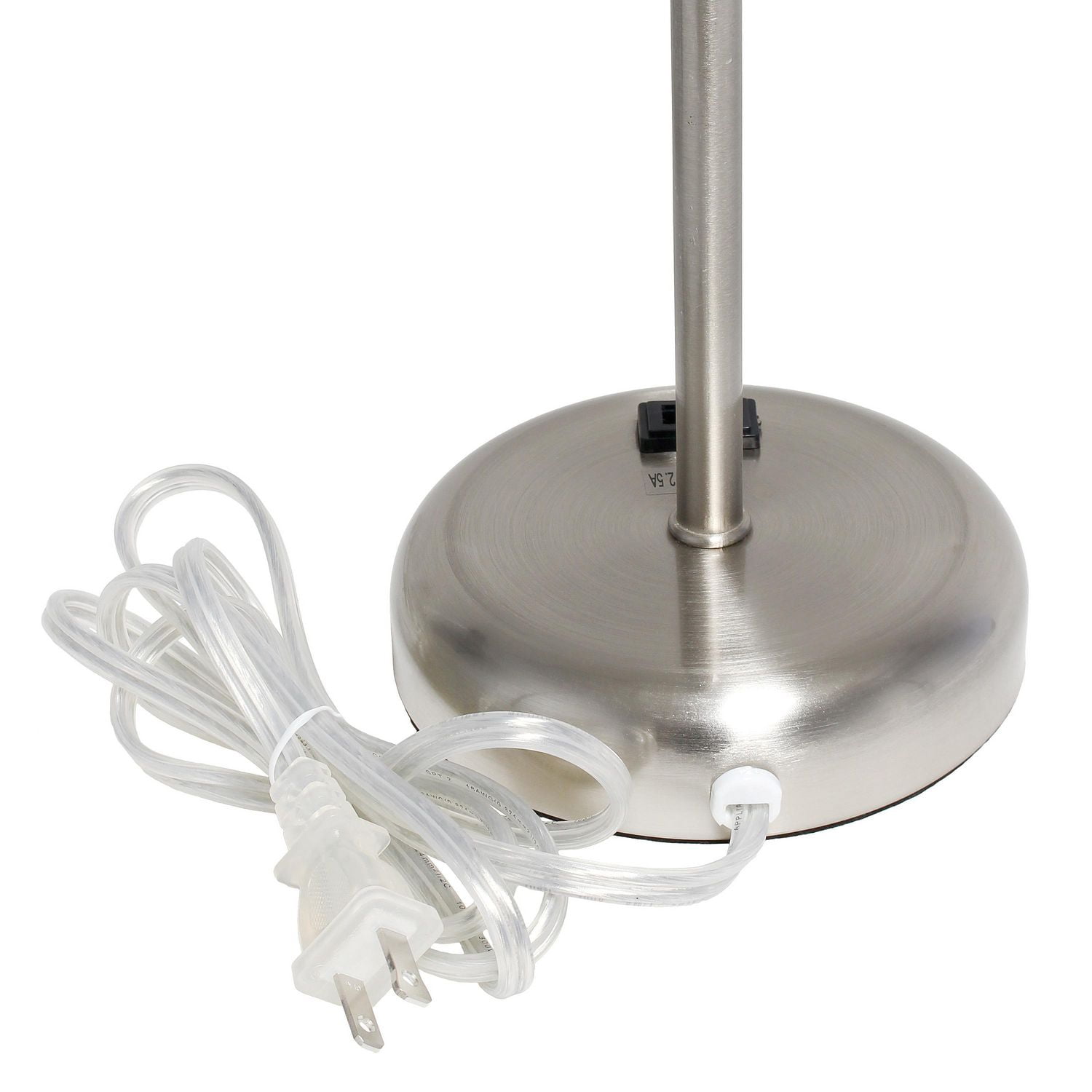 LimeLights Lampe bâton en acier brossé avec prise de charge et abat-jour en tissu, paquet de 2