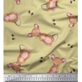 thumbnail image 1 of Soimoi Beige polyester Crepe Fabric Footprints & Mouse Kids Printed Craft Fabric by the Yard 52 Inch Wide, 1 of 5