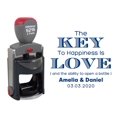 thumbnail image 1 of Printtoo Personalized Round Blue Self Inking Opner Favor Stamp Custom The Key To Happiness Is Love Heavy Duty Rubber Stamper-45 mm, 1 of 6