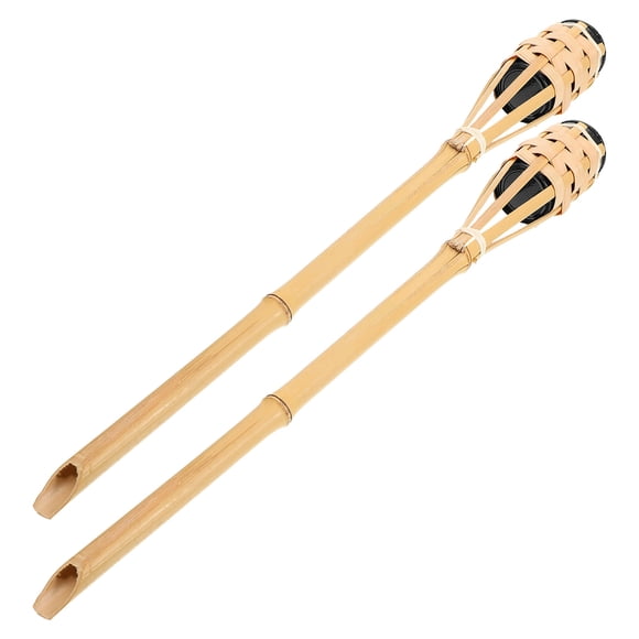 TEHAUX 2Pcs Patio Torch Light Flame Light Outdoor Beige Decoration Wedding Celebration